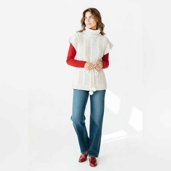 NWOT Anthropologie Cream Cable Knit Cowl Neck Sweater - Picture 5 of 12